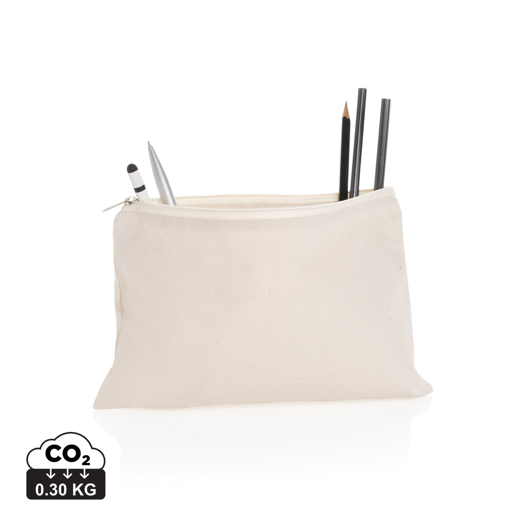 Trousse scolaire publicitaire en toile recyclée Impact Blanc cassé